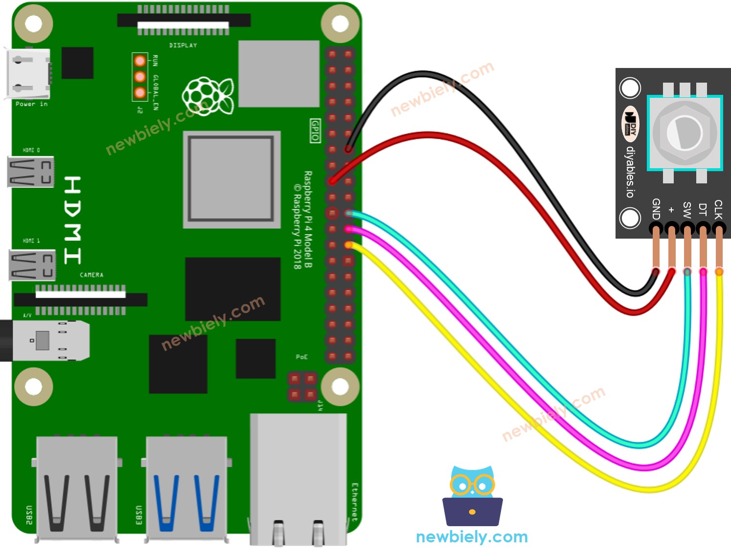 Raspberry Pi rotary encoder Wiring Diagram