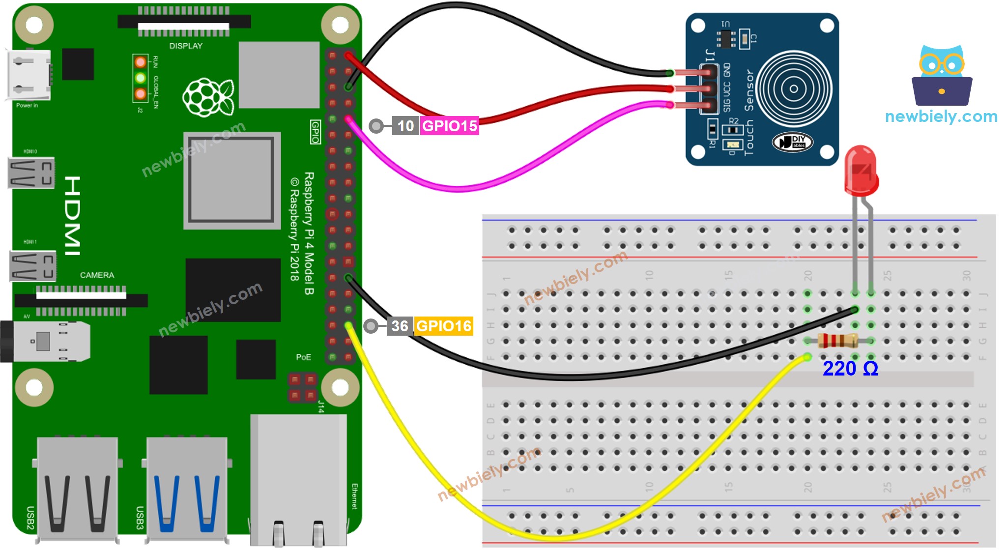 Raspberry Pi Touch Sensor LED Schaltplan