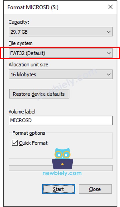 Micro-SD-Kartenformat FAT32