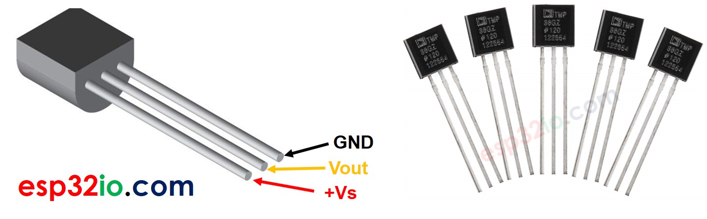 Pinbelegung des TMP36-Temperatursensors